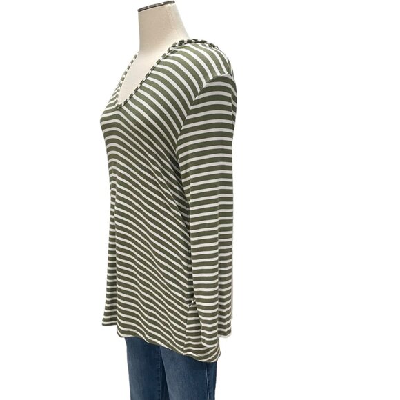 Splendid Green Striped Hoodie Top Small Soft Lounge Coastal Normcore Casual - Picture 6 of 8
